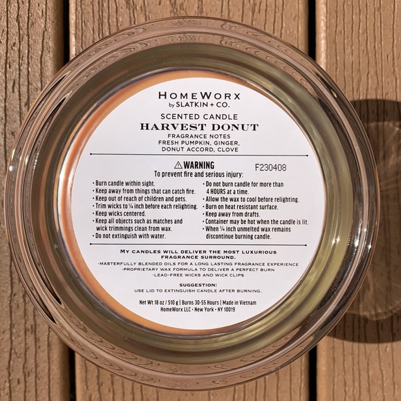 🆕HARVEST DONUT HARRY SLATKIN HOMEWORX 4 WICK, 18oz CANDLE NWTS! - Picture 4 of 5